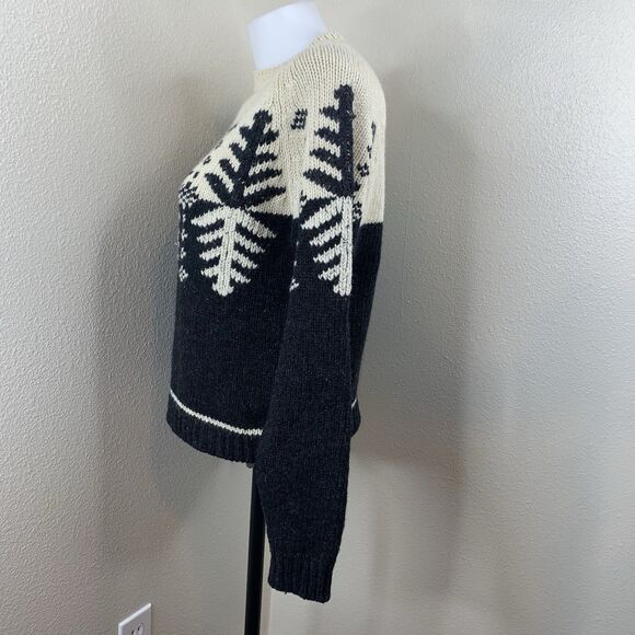 Free People Vtg Shetland Laine Wool Blend Nordic Sweater Cream Snowflake Sz M - Picture 4 of 6